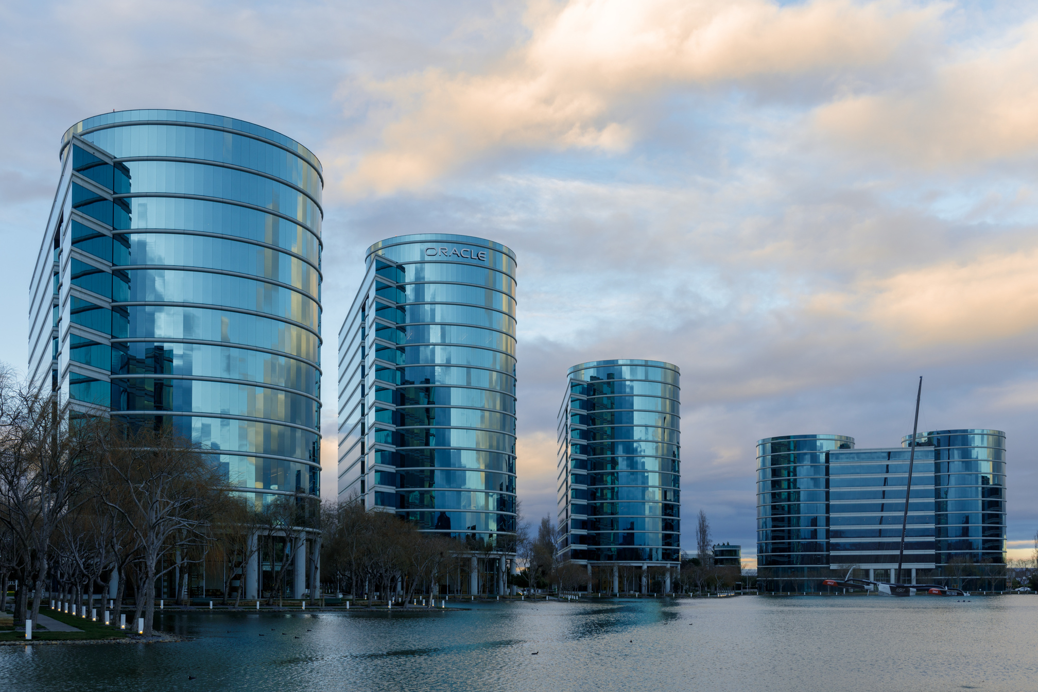 Sunset Over Company Buildings in Silicon Valley